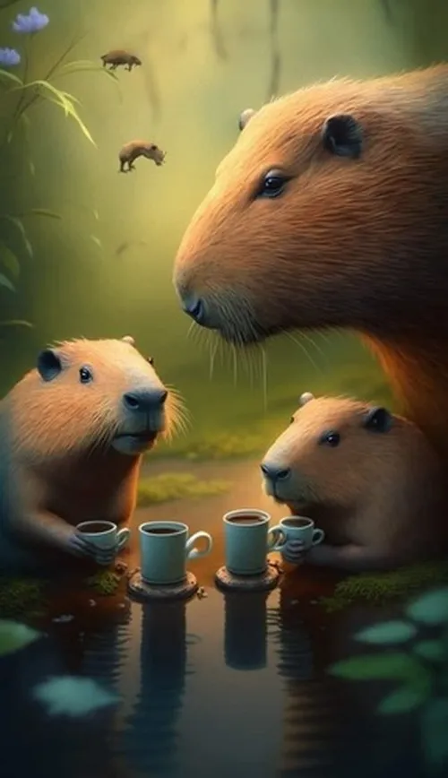 Ảnh meme trong trẻo capibara tỏa nét mặt cực kỳ đáng yêu.