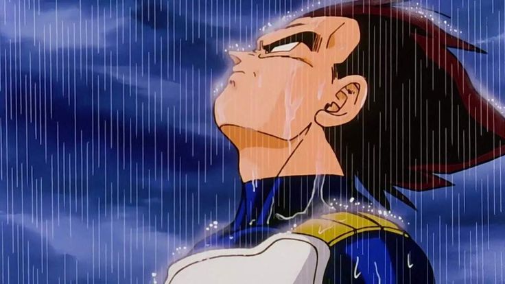 Vegeta đứng dưới mưa đầy tâm trạng