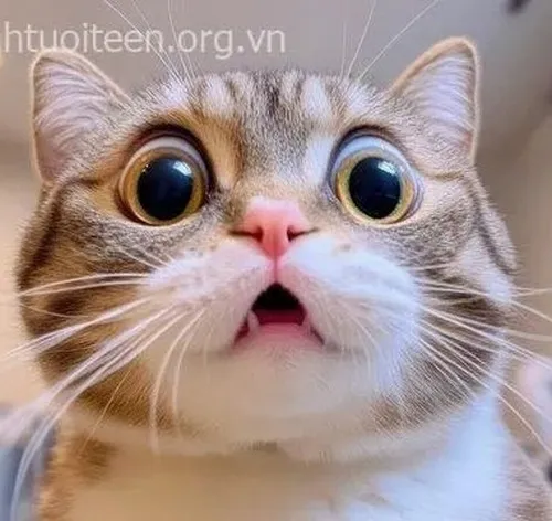 Ảnh chế bé mèo thể hiện cơn bối rối trước tình huống bất ngờ
