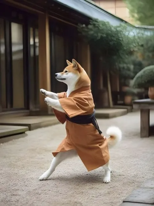 Ảnh troll chó Shiba kết hợp đuôi xoắn với liên tưởng mếu nhẹ đầy ngộ