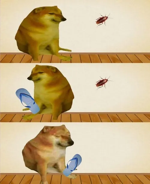 Hình troll Cheems giật mình thể hiện biểu cảm lệch pha kỳ cục