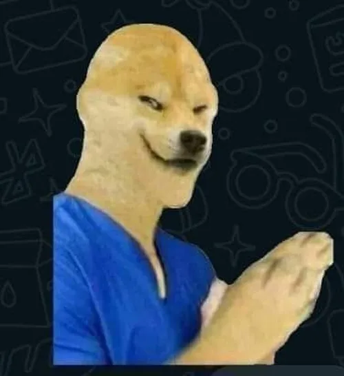 Hình meme vui Cheems run sợ với bộ lông vàng khẽ dựng nhẹ