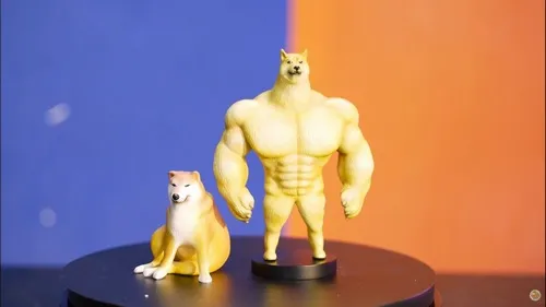Meme chế boss Shiba cơ bắp gắn ánh mắt cún và biểu cảm lệch