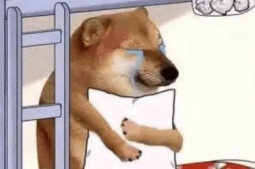 Hình meme vui Cheems cầm dao gợi khoảnh khắc lệch pha hài