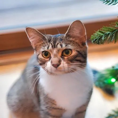 Khoảnh khắc mèo ôm chân biểu lộ lông xù khi sợ