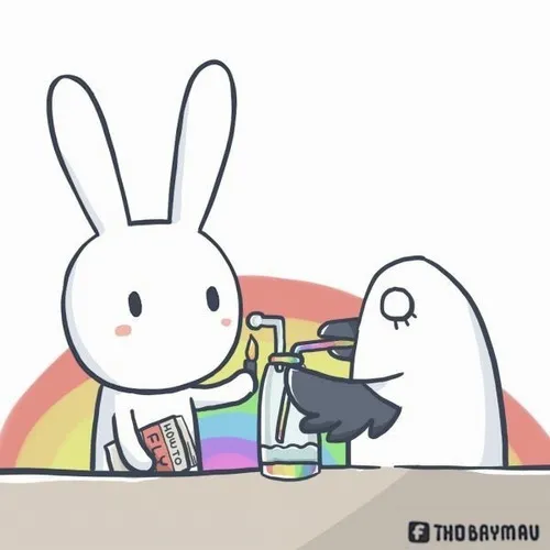 Ảnh chế thỏ trắng dễ thương lồng câu thoại châm chọc