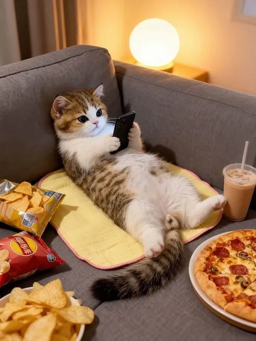 Bé mèo ngậm bánh quy hình mặt mèo, biểu cảm như: tôi không muốn chia cho ai.