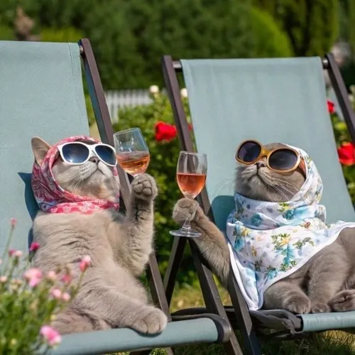 Hình vui mèo nhỏ vỉa hè đặt tay lên lon giữa bàn tròn náo nhiệt