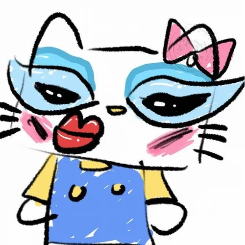 Hình đại diện cute mèo hồng blank-face giữa tông pastel