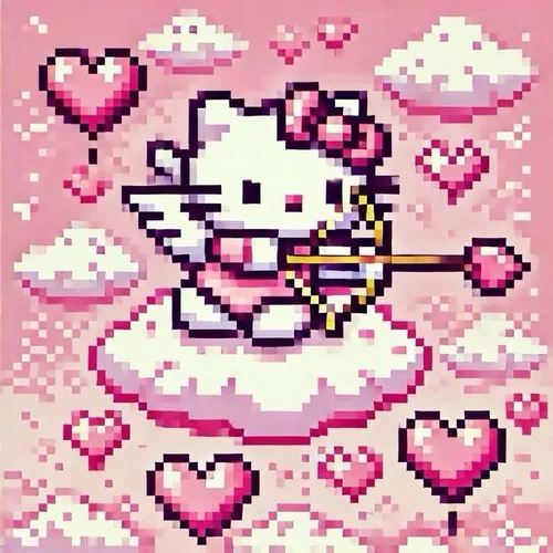 Ảnh đại diện kitty hòa tông pastel hồng tím bật nét hoài niệm