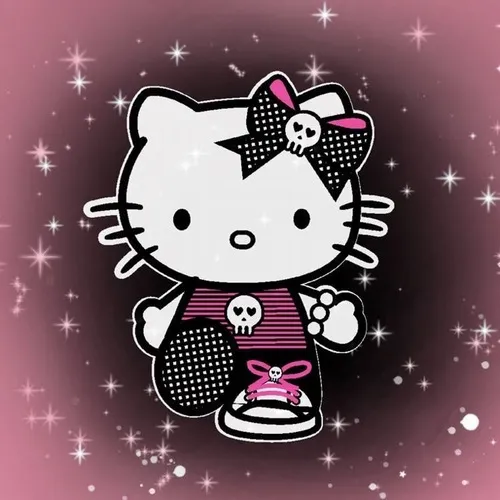 Ảnh hiển thị kitty ánh chrome hồng tạo cảm giác retro nhẹ