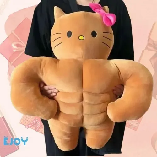 Ảnh hài Kitty tăng cơ cơ bụng sáu múi kết hợp nét dễ thương quen thuộc