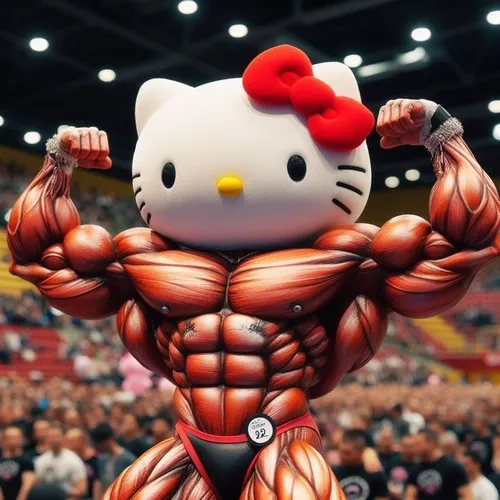Ảnh chế Kitty lực lưỡng bắp tay to gồng người mạnh mẽ