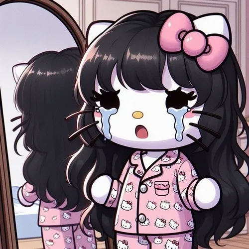 Kitty rưng rưng trước nơ hồng mềm mại tạo cảm thụ thị giác ngây thơ.