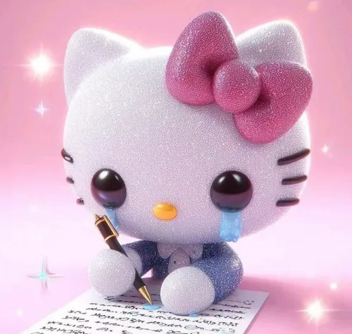 Hình Hello Kitty khóc gợi cảm xúc nhẹ nhàng cho khoảnh khắc cần chút lặng