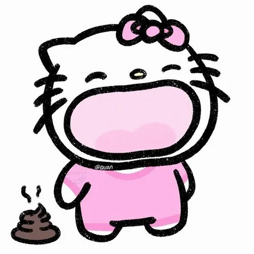 Hello Kitty khóc dưới ánh sắc hồng chủ đạo.