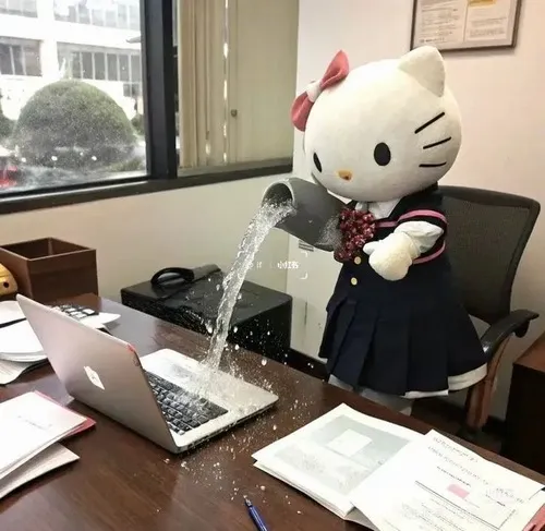 Meme chế mèo hồng run sợ dưới vẻ mặt biểu cảm chi tiết