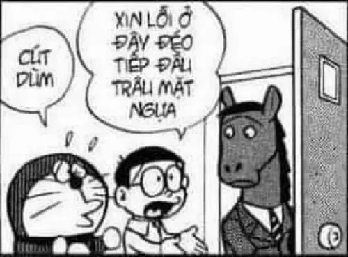 Shizuka tặng khăn choàng cho Doraemon khiến mèo ú đỏ mặt.