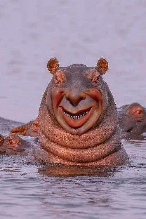 Meme hài hà mã béo gợi hà mã trợn mắt kiểu ngơ ngác