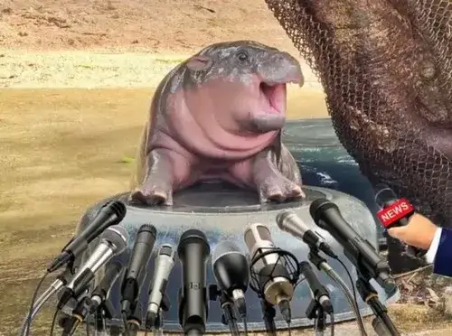 Ảnh troll hà mã mặt đơ khắc họa hà mã gây cười tự nhiên