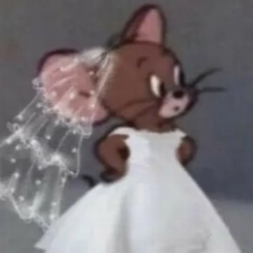 Meme Jerry mặc váy cưới hợp với tình huống ngại ngùng khi ai đó gợi mở tương lai