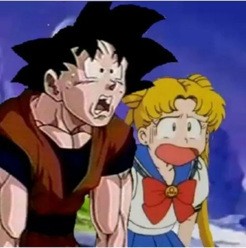 Meme Son Goku đứng giữa trận chiến vũ trụ với hào khí cháy rực