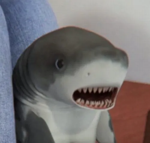 Meme cá mập gợi lực cắn lớn tạo sủi bọt mạnh.