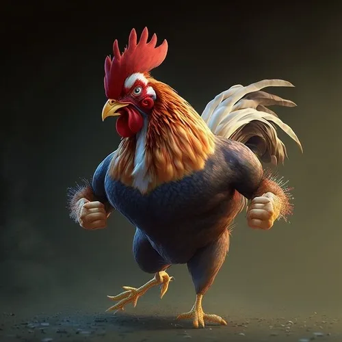 Ảnh troll gà quê mô tả ánh mắt ngơ ngác bên tiếng gáy sáng