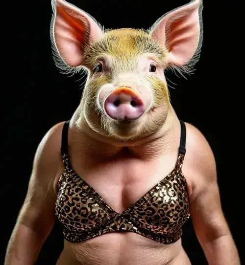 Khoảnh khắc con heo hoảng hốt, giật mình dựng tai.