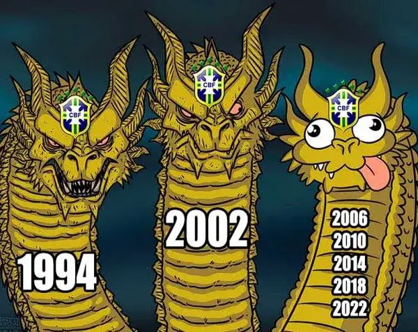 Ảnh meme vui rồng ba đầu mô tả chiếc lưỡi thè của đầu ngơ ngác