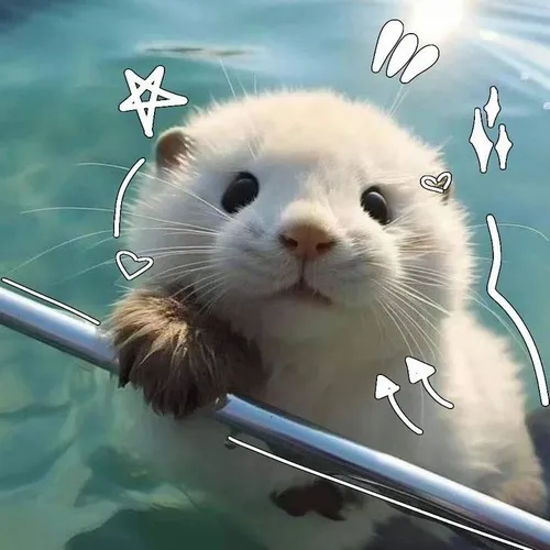 Hình meme hài rái cá biển hé lộ ria dài rung nhẹ khi thở