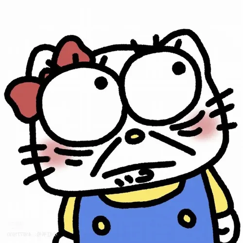 Hình đại diện ngầu Hello Kitty vô tri nằm trong nền pastel giảm tương phản mạnh