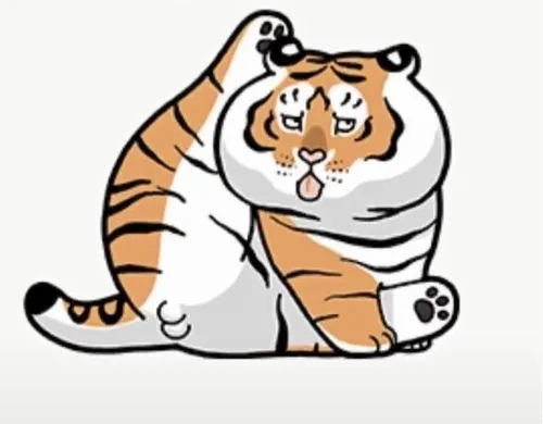 Ảnh chế hổ mập dáng ú ì biểu cảm vui xen thoáng thở dài
