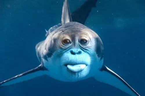 Hình meme cá linh lượn tròn với ánh nhìn khó tả bằng lời.