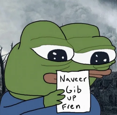Meme ếch pepe nhìn đơ đơ với biểu cảm vô tri.