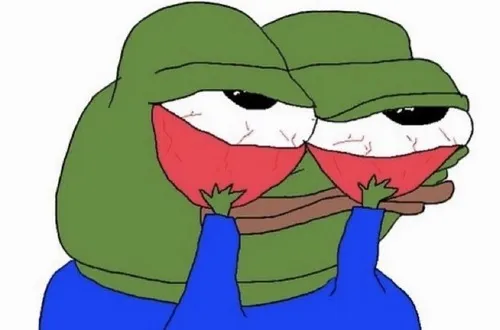 Meme chế ếch xanh cụp mắt thể hiện nỗi đau khổ.