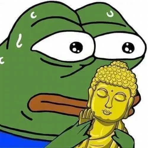 Ảnh vui vai ếch pepe buông thõng biểu lộ sự bất lực.