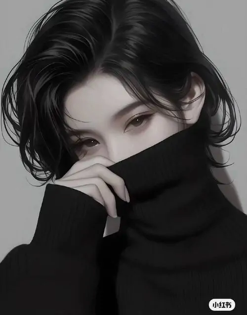 Cô lập trong khung cận, chàng trai tóc dài kéo cao cổ áo che đến mũi rồi nhìn ngang, gương mặt đẹp và hơi bí ẩn một cách tự nhiên