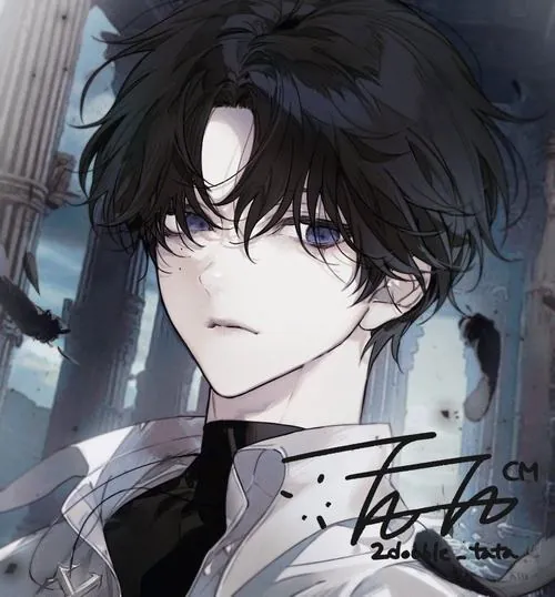 Nam tóc đen dày nhìn ngang trong nền xanh lạnh, cổ áo cao dựng và ánh mắt chặn giữa khung khiến gương mặt có vẻ xa, đúng chất màu sắc