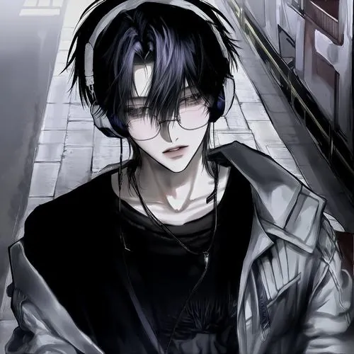 Tải ảnh avatar anh chàng tóc đen rũ chạm tay lên cổ áo, vòng xích bạc và nền xám bạc làm khung ảnh đậm vẻ cứng, hợp kiểu thần thái gắt