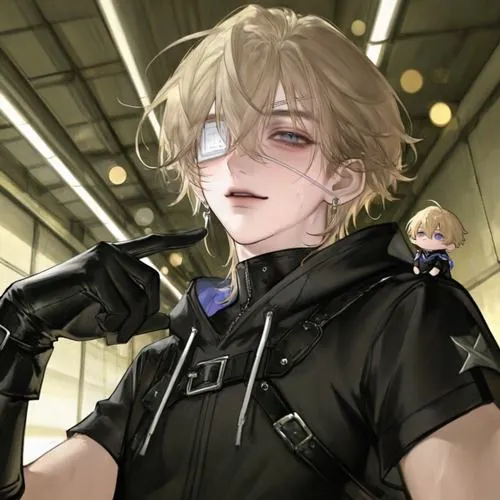 Avt Zalo chàng tóc vàng cài hoa nhỏ trên áo đen, đứng dưới dãy đèn vàng như ga tàu khiến gương mặt hiền mà vẫn ngầu, hợp kiểu ánh sáng tạo độ sâu