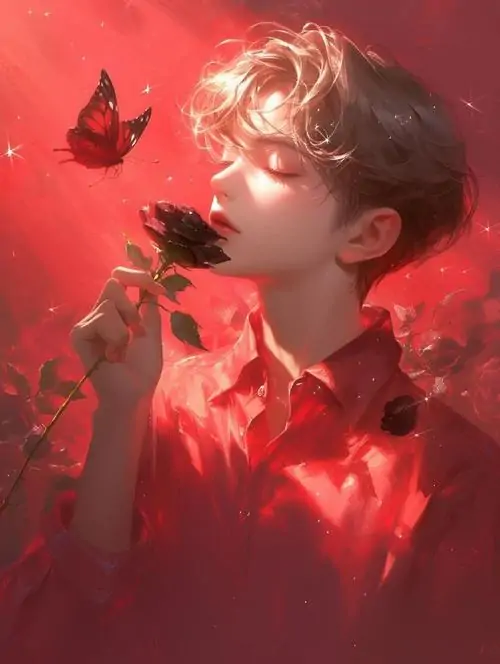 Nhân vật nam trong bộ đồ leo núi đứng ở mép đá cao, dây buộc vai ôm chắc và nền mây cuộn phía sau làm ảnh khá dữ dội