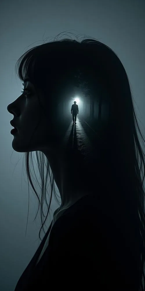 Thiếu nữ đội mũ len ngồi trước quầy bán vé rạp chiếu phim đã khóa, chiếc poster bong mép sau lưng làm buổi tối trở nên lạc lõng